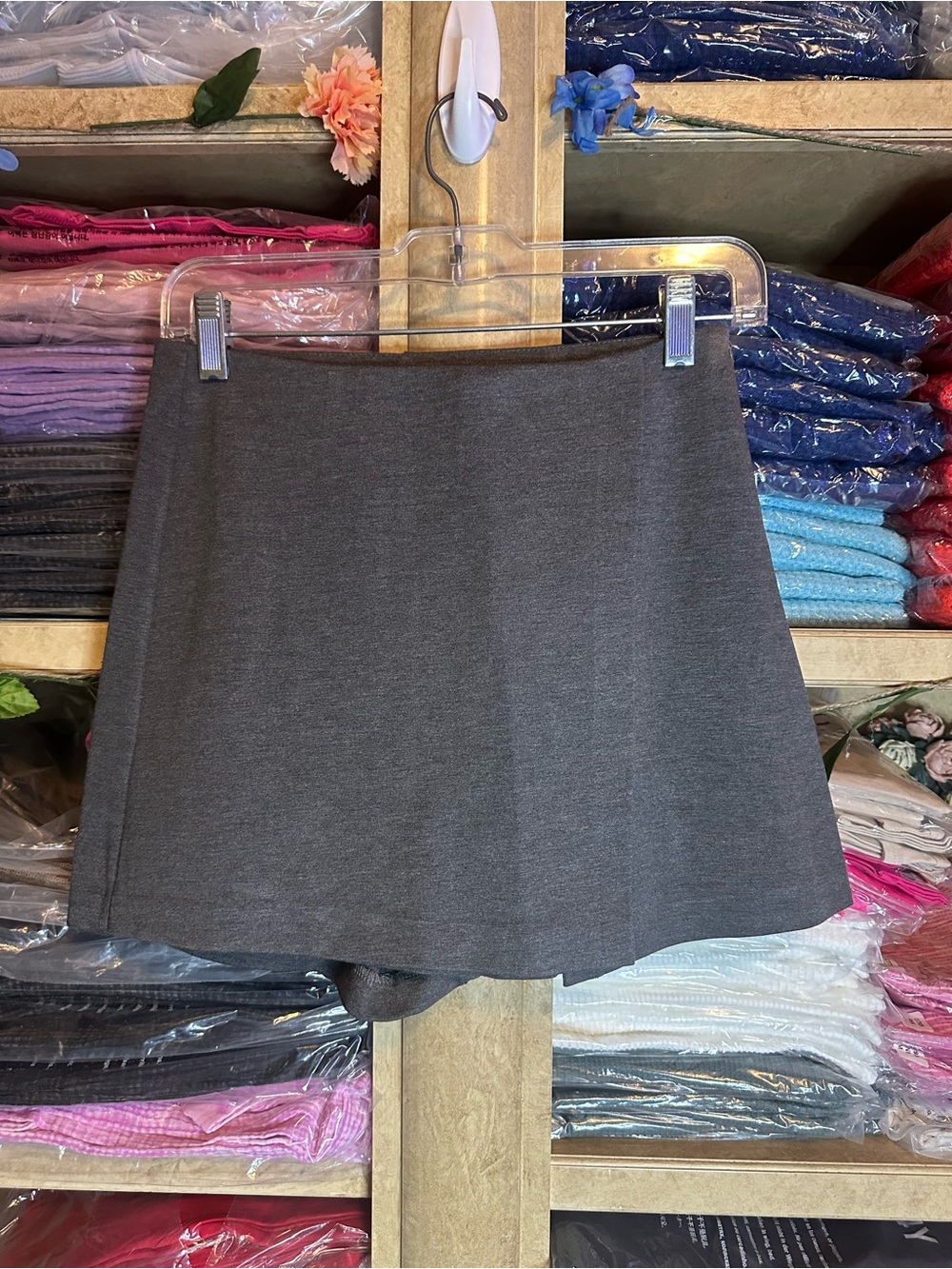 Zenana Outfitters Charcoal Gray Mini Skirt